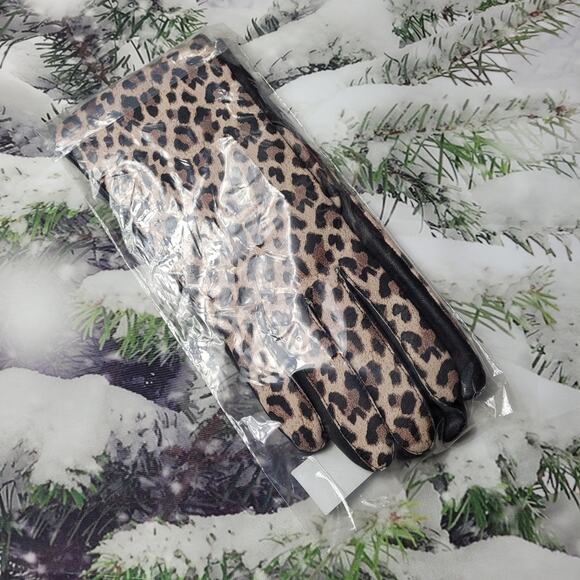 NWT Lord & Taylor Leopard Cashmere Lined Gloves size 8 - Picture 6 of 7